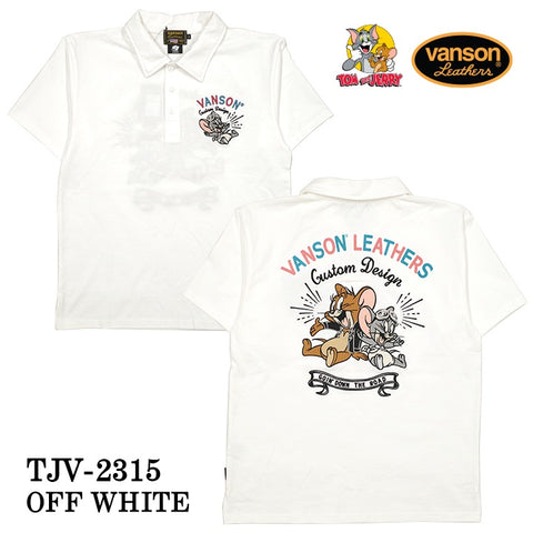 VANSON×TOM&JERRY バンソン トム＆ジェリー 天竺半袖ポロシャツ tjv-2315