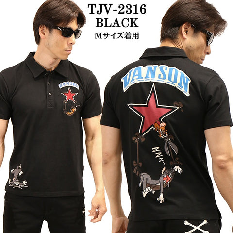 VANSON×TOM&JERRY バンソン トム＆ジェリー 天竺 半袖ポロシャツ tjv-2316