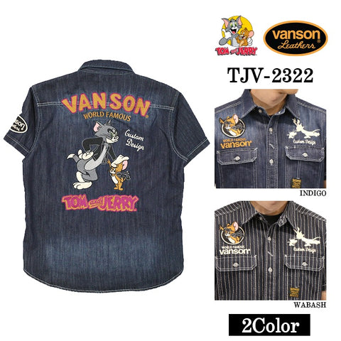 VINTAGEバンソン VANSON トムとジェリー コラボ 刺繍 デニム ジャケット シャツ