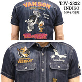 VANSON×TOM&JERRY バンソン トム＆ジェリー デニム 半袖シャツ tjv-2322