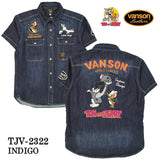 VANSON×TOM&JERRY バンソン トム＆ジェリー デニム 半袖シャツ tjv-2322