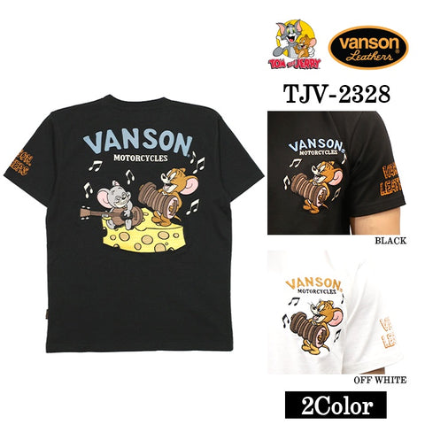 VANSON×TOM&JERRY バンソン トム＆ジェリー コラボTee 天竺半袖Tシャツ tjv-2328