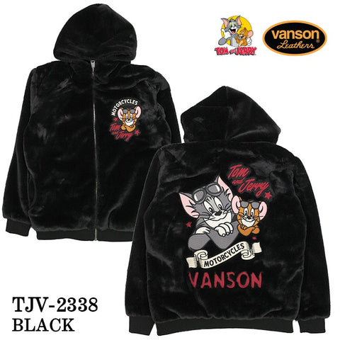 VANSON×TOM&JERRY バンソン トムジェリ コラボ ファー ZIPジャケット パーカー tjv-2338