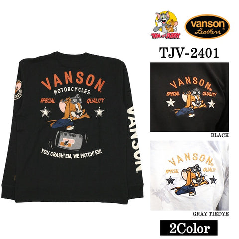 VANSON×TOM&JERRY バンソン トムジェリ コラボ 天竺 長袖Tシャツ ロンTEE tjv-2401