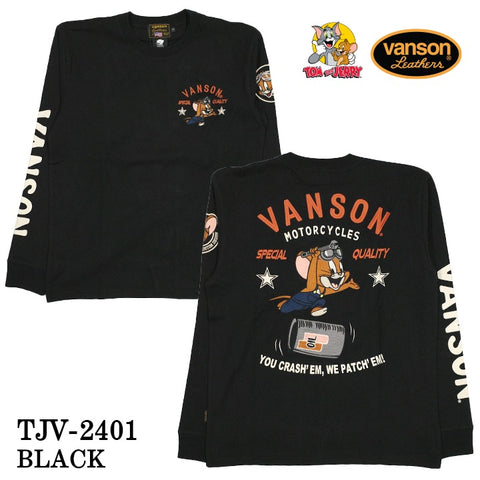 VANSON×TOM&JERRY バンソン トムジェリ コラボ 天竺 長袖Tシャツ ロンTEE tjv-2401