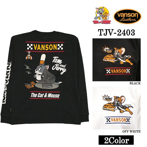 VANSON×TOM&JERRY バンソン トムジェリ コラボ 天竺 長袖Tシャツ ロンTEE tjv-2403