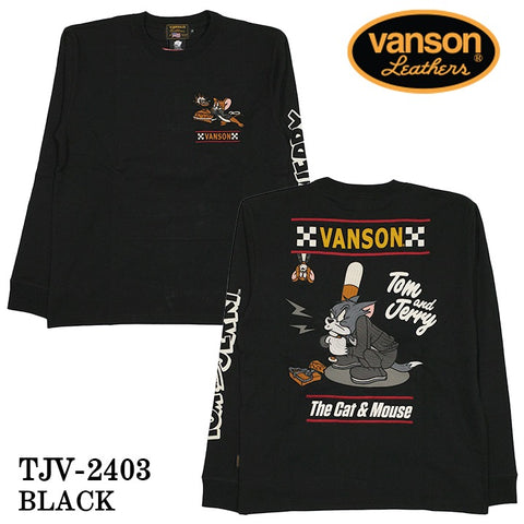 VANSON×TOM&JERRY バンソン トムジェリ コラボ 天竺 長袖Tシャツ ロンTEE tjv-2403