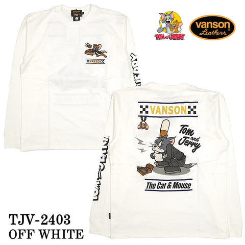 VANSON×TOM&JERRY バンソン トムジェリ コラボ 天竺 長袖Tシャツ ロンTEE tjv-2403