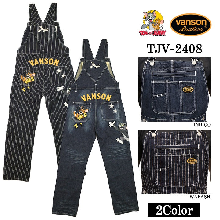 VANSON LEATHERS デニムオーバーオール VANSON×TOM&JERRY バンソン トムとジェリー コラボ デニム