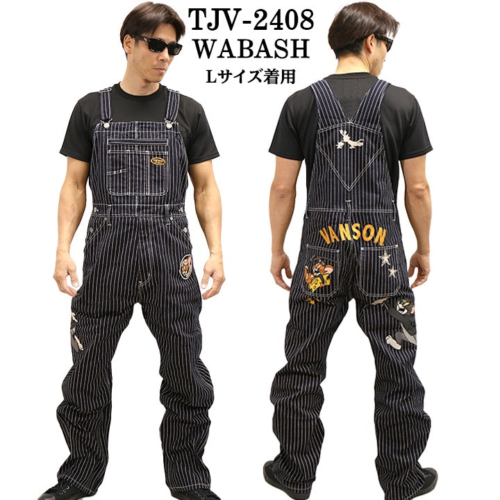 VANSON×TOM&JERRY バンソン トムとジェリー コラボ デニム オーバーオール 作業着 tjv-2408
