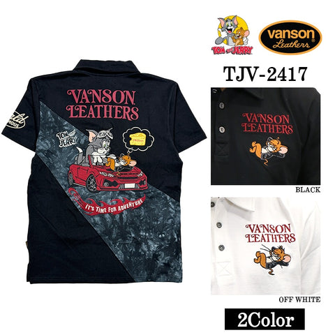 VANSON×TOM&JERRY バンソン トム＆ジェリー 天竺 半袖 ポロシャツ tjv-2417