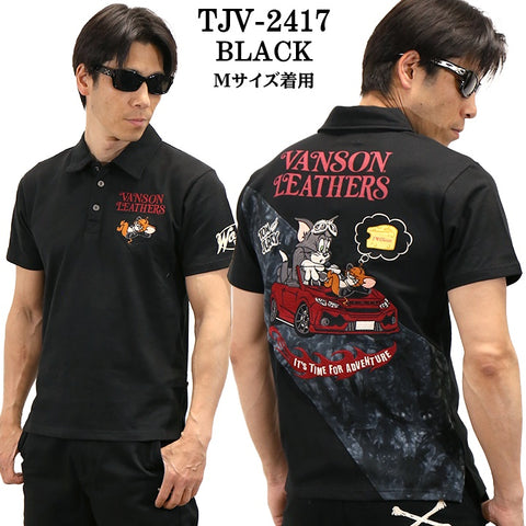 VANSON×TOM&JERRY バンソン トム＆ジェリー 天竺 半袖 ポロシャツ tjv-2417