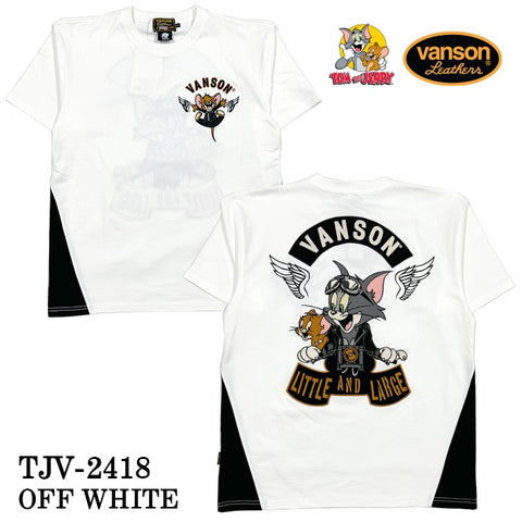 VANSON×TOM&JERRY バンソン トム＆ジェリー 天竺 半袖Tシャツ tjv-2418