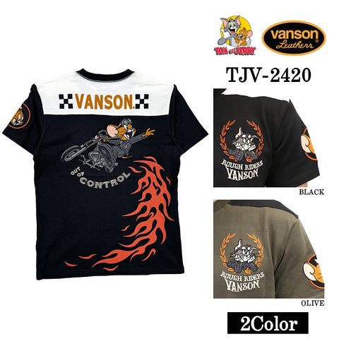 VANSON×TOM&JERRY バンソン トム＆ジェリー 天竺 半袖Tシャツ tjv-2420