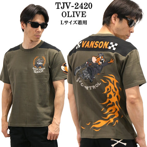 VANSON×TOM&JERRY バンソン トム＆ジェリー 天竺 半袖Tシャツ tjv-2420