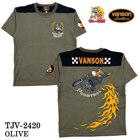 VANSON×TOM&JERRY バンソン トム＆ジェリー 天竺 半袖Tシャツ tjv-2420