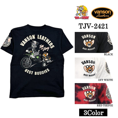 VANSON×TOM&JERRY バンソン トム＆ジェリー 天竺 半袖Tシャツ tjv-2421