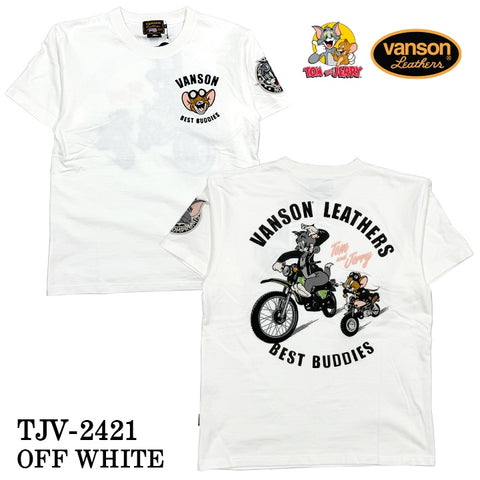 VANSON×TOM&JERRY バンソン トム＆ジェリー 天竺 半袖Tシャツ tjv-2421