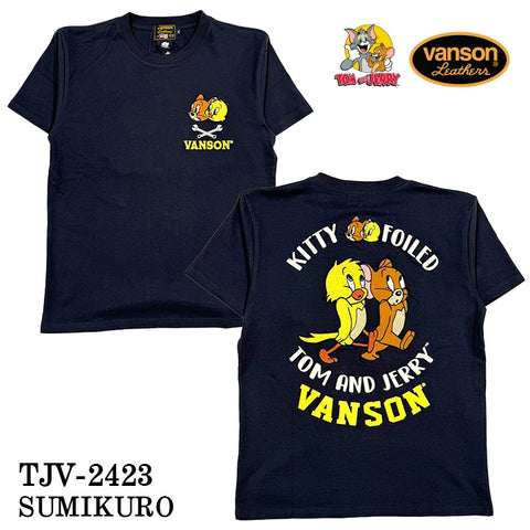 VANSON×TOM&JERRY バンソン トム＆ジェリー 天竺 半袖Tシャツ tjv-2423