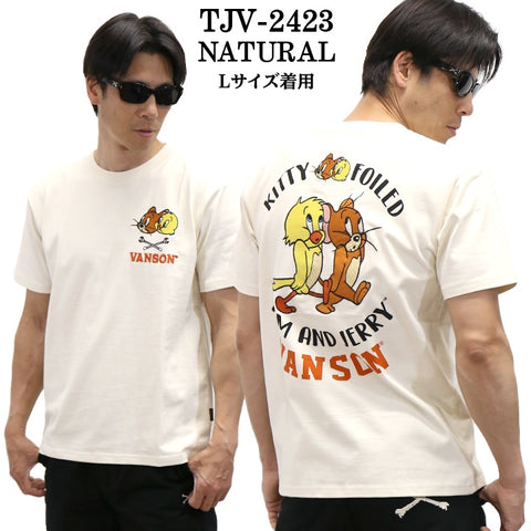 VANSON×TOM&JERRY バンソン トム＆ジェリー 天竺 半袖Tシャツ tjv-2423