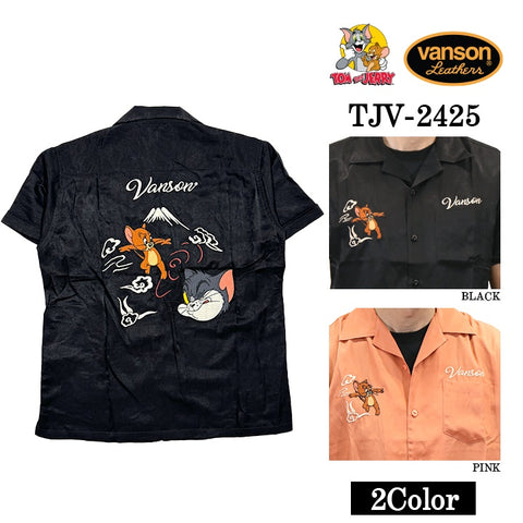 VANSON×TOM&JERRY バンソン トム＆ジェリー レーヨン 半袖シャツ tjv-2425