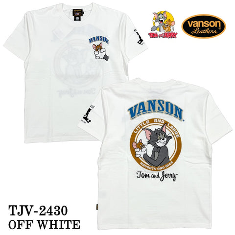 VANSON×TOM&JERRY バンソン トム＆ジェリー 天竺 半袖Tシャツ tjv-2430