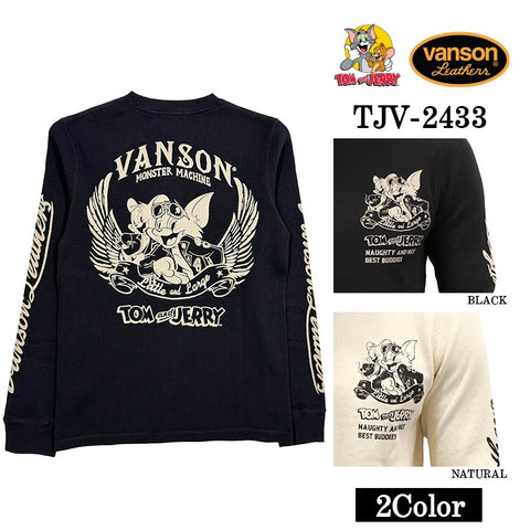 VANSON×TOM&JERRY バンソン トムとジェリー コラボ サーマル 長袖Tシャツ ロンTEE tjv-2433