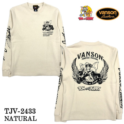 VANSON×TOM&JERRY バンソン トムとジェリー コラボ サーマル 長袖Tシャツ ロンTEE tjv-2433