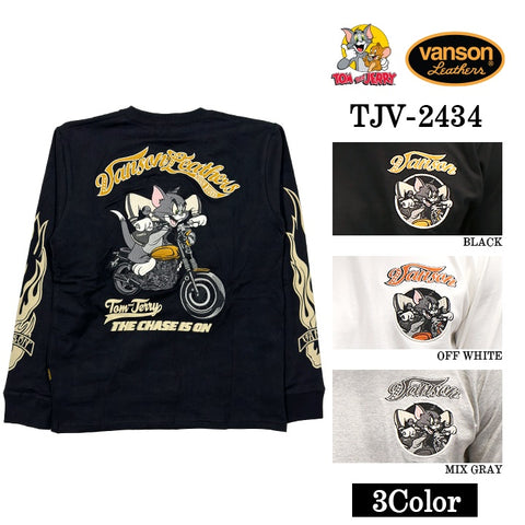 VANSON×TOM&JERRY バンソン トムジェリ コラボ 天竺 長袖Tシャツ ロンTEE tjv-2434