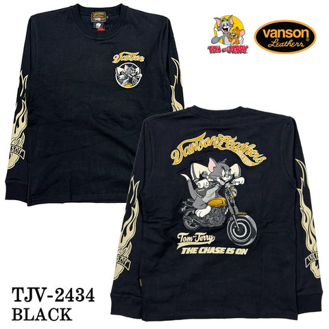 VANSON×TOM&JERRY バンソン トムジェリ コラボ 天竺 長袖Tシャツ ロンTEE tjv-2434