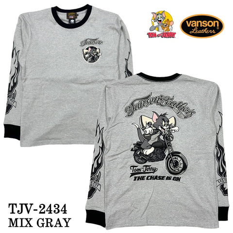 VANSON×TOM&JERRY バンソン トムジェリ コラボ 天竺 長袖Tシャツ ロンTEE tjv-2434