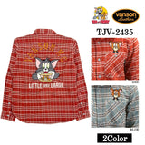 VANSON×TOM&JERRY バンソン トムとジェリー コラボ 長袖 チェックシャツ tjv-2435