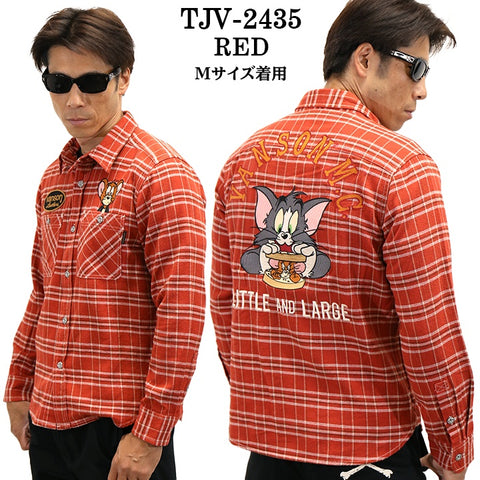 VANSON×TOM&JERRY バンソン トムとジェリー コラボ 長袖 チェックシャツ tjv-2435