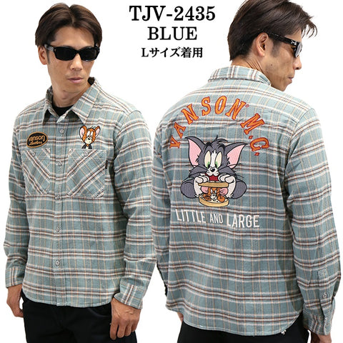 VANSON×TOM&JERRY バンソン トムとジェリー コラボ 長袖 チェックシャツ tjv-2435