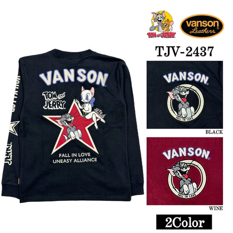 VANSON×TOM&JERRY バンソン トムとジェリー コラボ 天竺 長袖Tシャツ ロンTEE tjv-2437