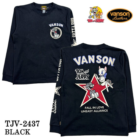 VANSON×TOM&JERRY バンソン トムとジェリー コラボ 天竺 長袖Tシャツ ロンTEE tjv-2437