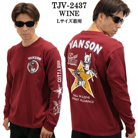 VANSON×TOM&JERRY バンソン トムとジェリー コラボ 天竺 長袖Tシャツ ロンTEE tjv-2437