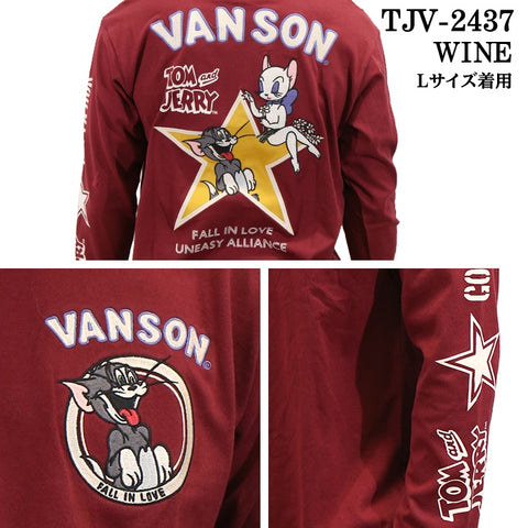 VANSON×TOM&JERRY バンソン トムとジェリー コラボ 天竺 長袖Tシャツ ロンTEE tjv-2437