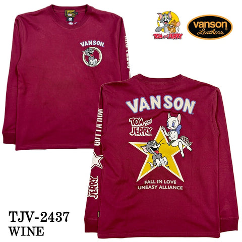 VANSON×TOM&JERRY バンソン トムとジェリー コラボ 天竺 長袖Tシャツ ロンTEE tjv-2437