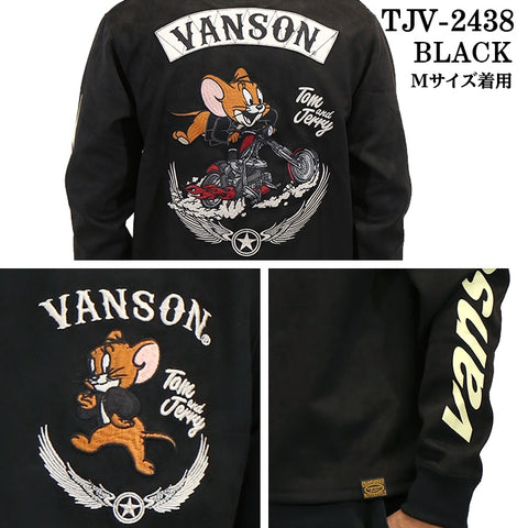 VANSON×TOM&JERRY バンソン トムとジェリー コラボ 起毛 プレーティング プルオーバー ロンTEE tjv-2438