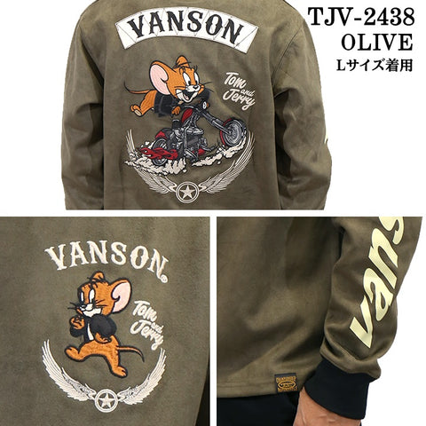 VANSON×TOM&JERRY バンソン トムとジェリー コラボ 起毛 プレーティング プルオーバー ロンTEE tjv-2438