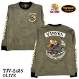 VANSON×TOM&JERRY バンソン トムとジェリー コラボ 起毛 プレーティング プルオーバー ロンTEE tjv-2438