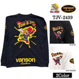 VANSON×TOM&JERRY Warner BROS.ワーナー100周年記念 バンソン トムとジェリー スーパーマン コラボ 天竺 長袖Tシャツ ロンTEE tjv-2439