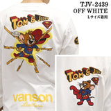 VANSON×TOM&JERRY Warner BROS.ワーナー100周年記念 バンソン トムとジェリー スーパーマン コラボ 天竺 長袖Tシャツ ロンTEE tjv-2439