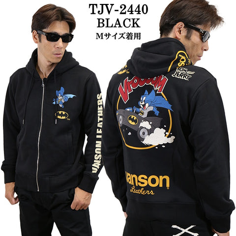 VANSON×TOM&JERRY Warner BROS.ワーナー100周年記念 バンソン トムとジェリー バットマン コラボ 裏毛F/Zパーカー tjv-2440