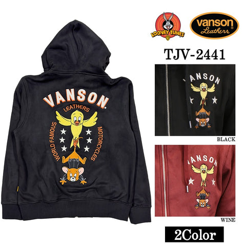 VANSON×TOM&JERRY バンソン トムとジェリー コラボ 起毛 ボンディング F/Zパーカー tjv-2441