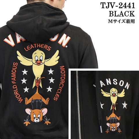 VANSON×TOM&JERRY バンソン トムとジェリー コラボ 起毛 ボンディング F/Zパーカー tjv-2441