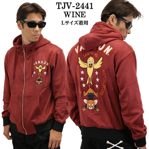 VANSON×TOM&JERRY バンソン トムとジェリー コラボ 起毛 ボンディング F/Zパーカー tjv-2441