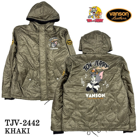 VANSON×TOM&JERRY バンソン トムとジェリー コラボ 裏ボア キルティングジャケット tjv-2442