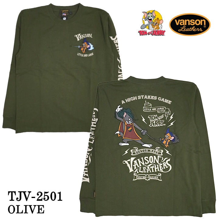 VANSON×TOM&JERRY バンソン トムジェリ コラボ ロンTEE 天竺 長袖Tシャツ tjv-2501